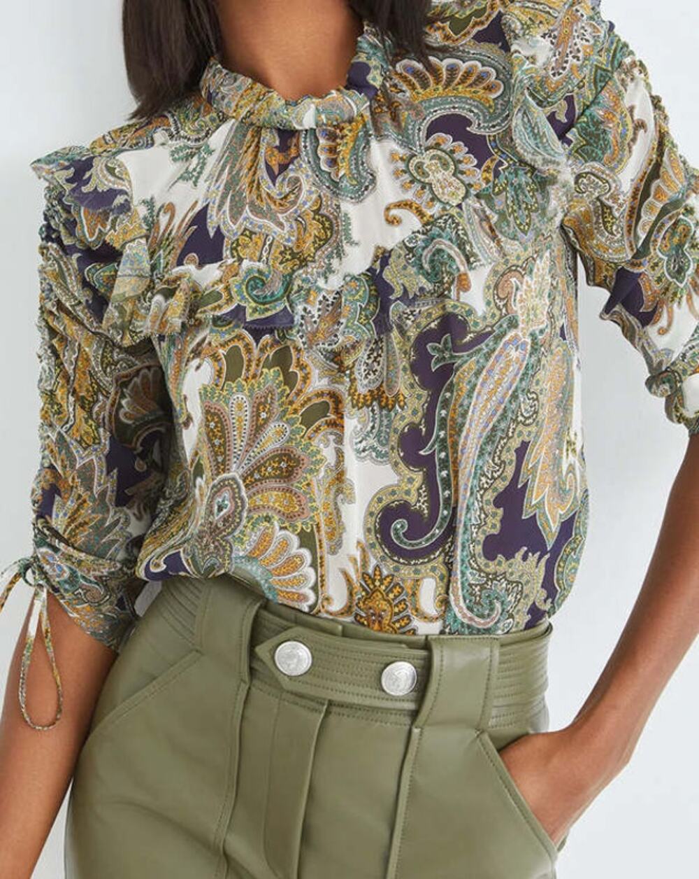 Veronica Beard Howell 100% Silk Semi-Sheer Tie Neck Blouse, Size 8